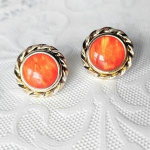 MOON GLOW Vintage Orange Earrings-Gold-Glowing